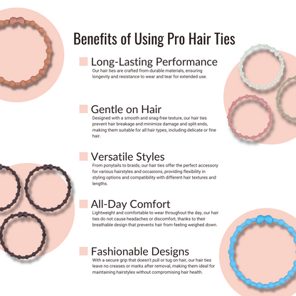 Blush PRO Hair Ties: Easy Release Adjustable for Every Hair Type PACK OF 8