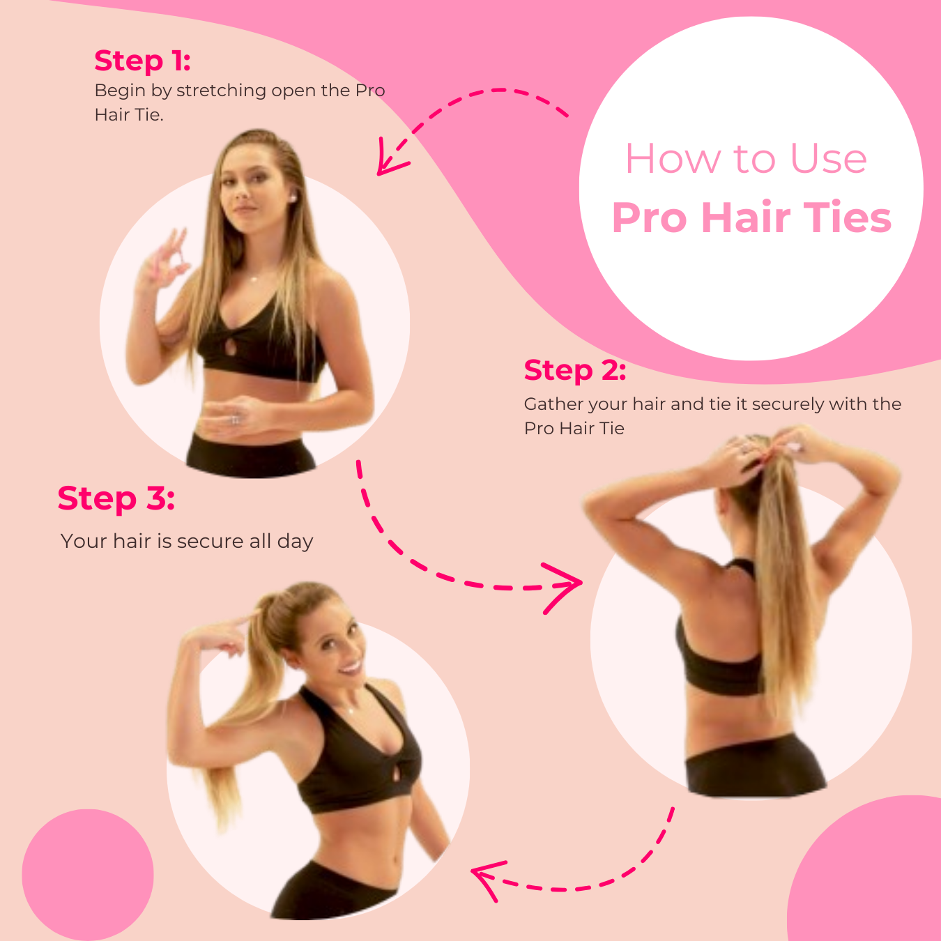 Blush PRO Hair Ties: Easy Release Adjustable for Every Hair Type PACK OF 8