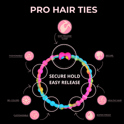 Neon Spectrum Pack PRO Hair Ties: Easy Release Adjustable for Every Hair Type PACK OF 8