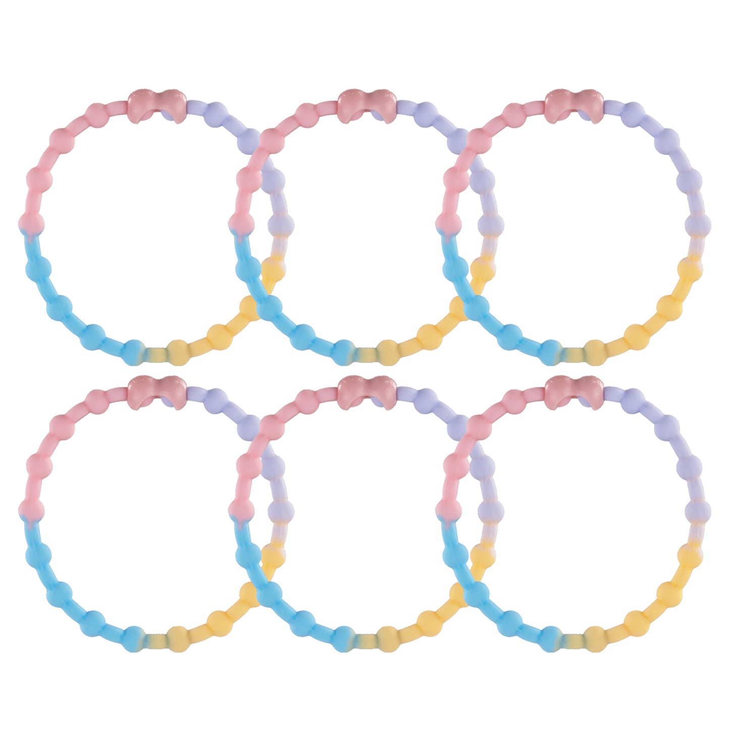 Pastel Block Hair Ties (6-Pack): A Soft Touch of Color for Every Look