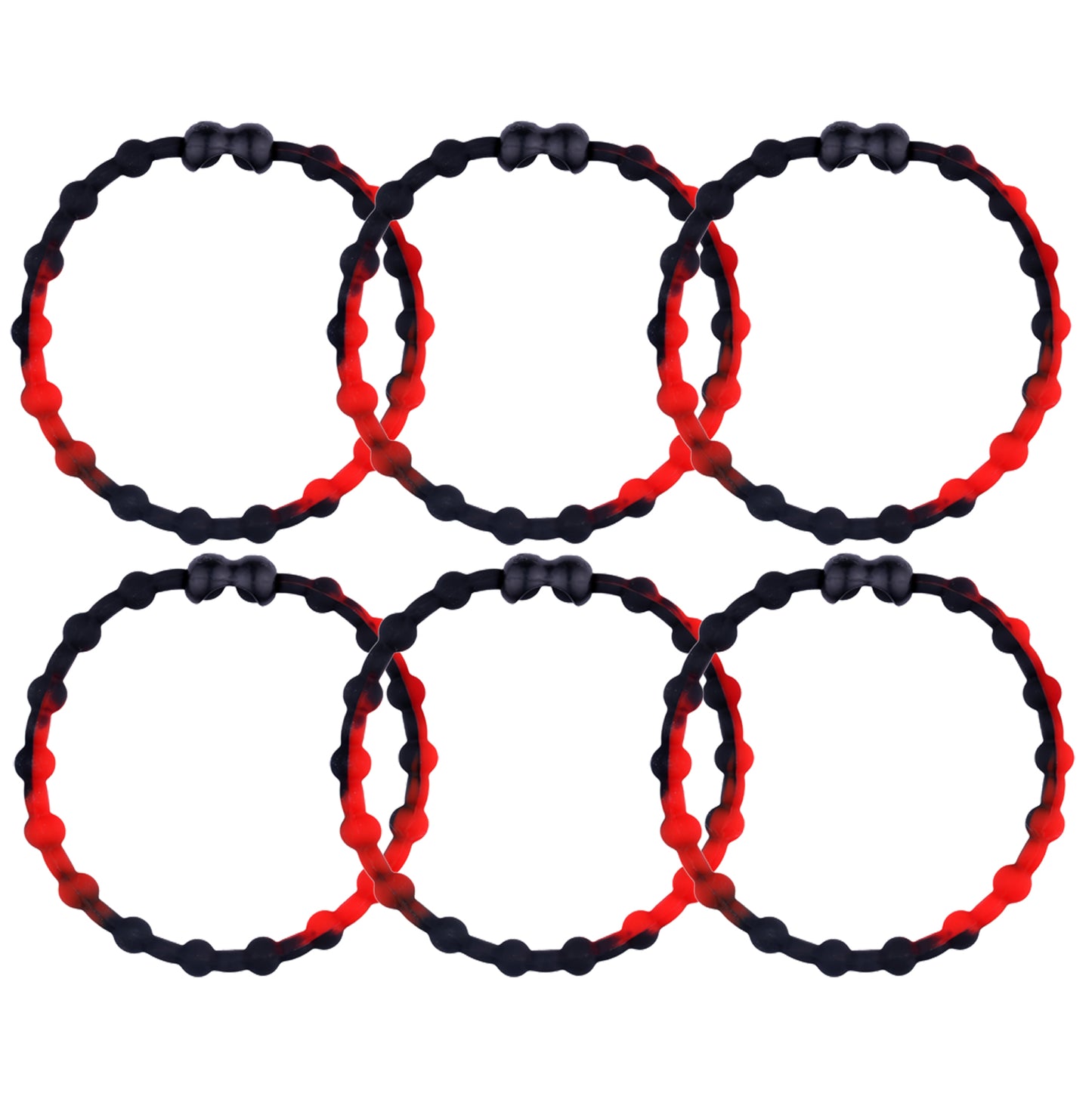 Black & Red Hair Ties (6-Pack): Bold Contrast for Effortless Style