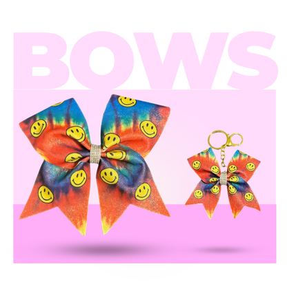 Smiley Tie-Dye Cheer Bow  Hair Accessory