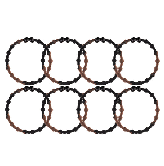 Black & Dark Brown Hair Ties (8 Pack): Classic Charm & Secure Hold