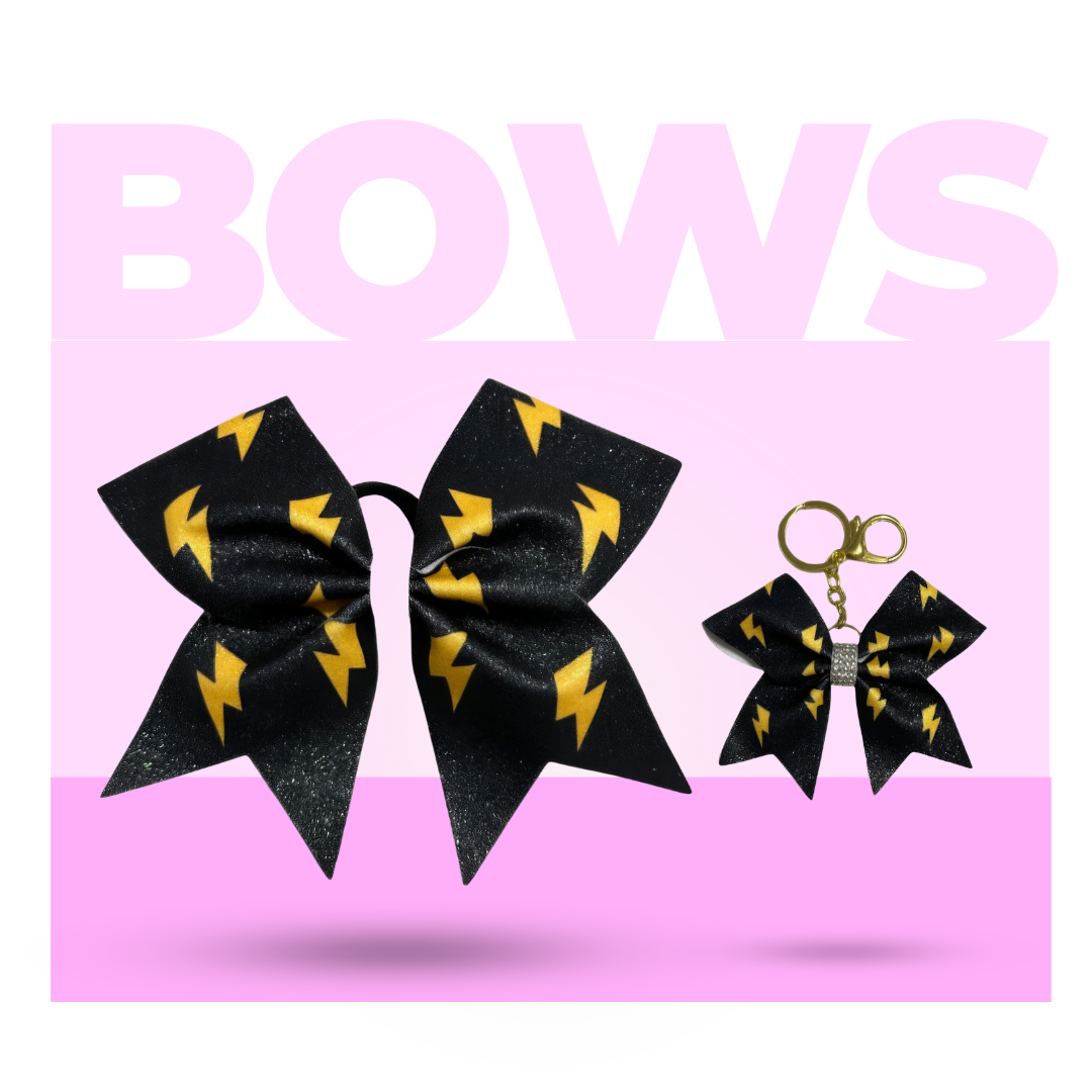 Black Lightning Bolt Cheer Bow Bow Hair Accessory