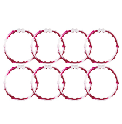 White Maroon PRO Hair Ties: Easy Release Adjustable for Every Hair Type PACK OF 8