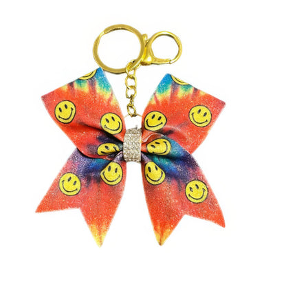 Smiley Tie-Dye Cheer Bow  Hair Accessory