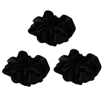 Roserel Mulberry Silk Black Vanta Scrunchie 3 Pack