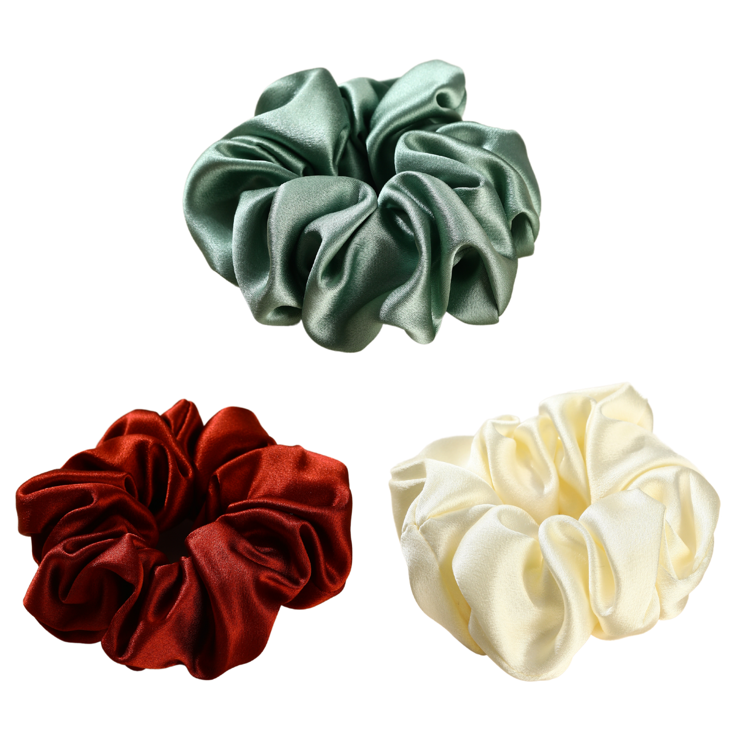 Roserel Mulberry Silk Emerald Sunset Scrunchie 3 Pack