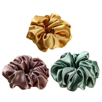 Roserel Mulberry Silk Gold Mix Royal Scrunchie 3 Pack