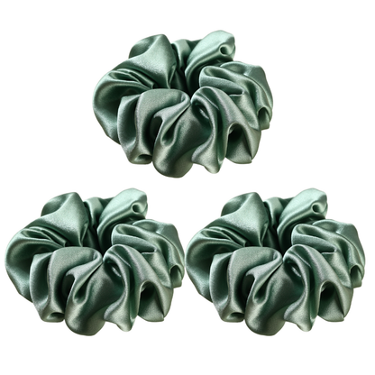 Roserel Mulberry Silk Green Emerald Scrunchie 3 Pack