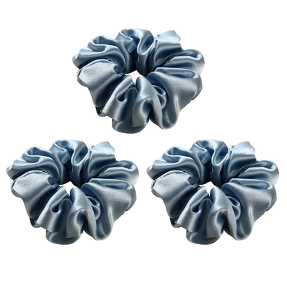 Roserel Mulberry Silk Light Celestial Blue Scrunchie 3 Pack