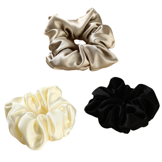 Roserel Mulberry Silk Platinum Dream Scrunchie 3 Pack