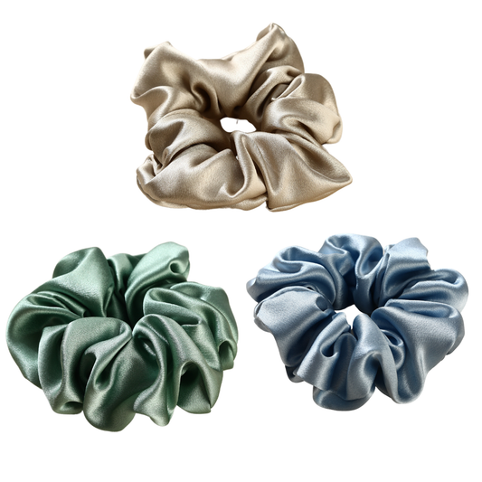 Roserel Mulberry Silk Platinum Jewel Scrunchie 3 Pack