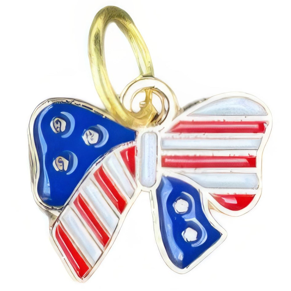 American Flag Bow Keyhole Bracelet Charm