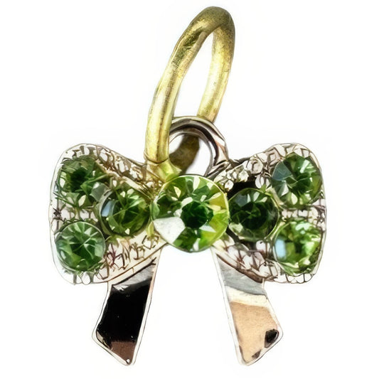 Green Gem Bow Keyhole Bracelet Charm