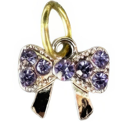 Purple Gem Bow Keyhole Bracelet Charm