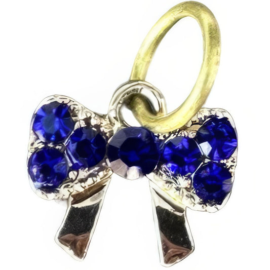 Blue Gem Bow Keyhole Bracelet Charm