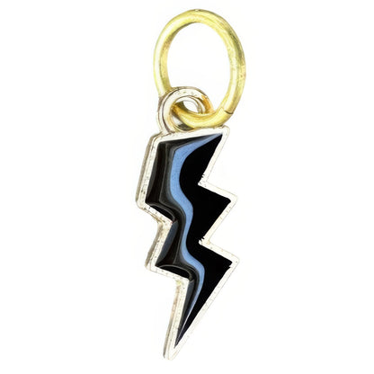 Black Lightning Bolt Keyhole Bracelet Charm
