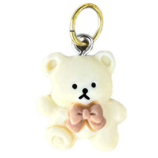 White Teddy Bear Keyhole Bracelet Charm