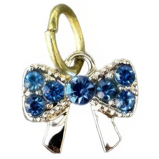 Blue Gem Bow Keyhole Bracelet Charm