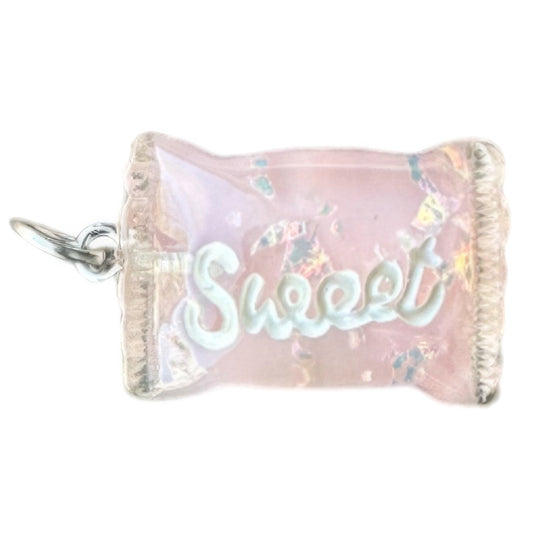 Pink Candy Wrapper Keyhole Bracelet Charm